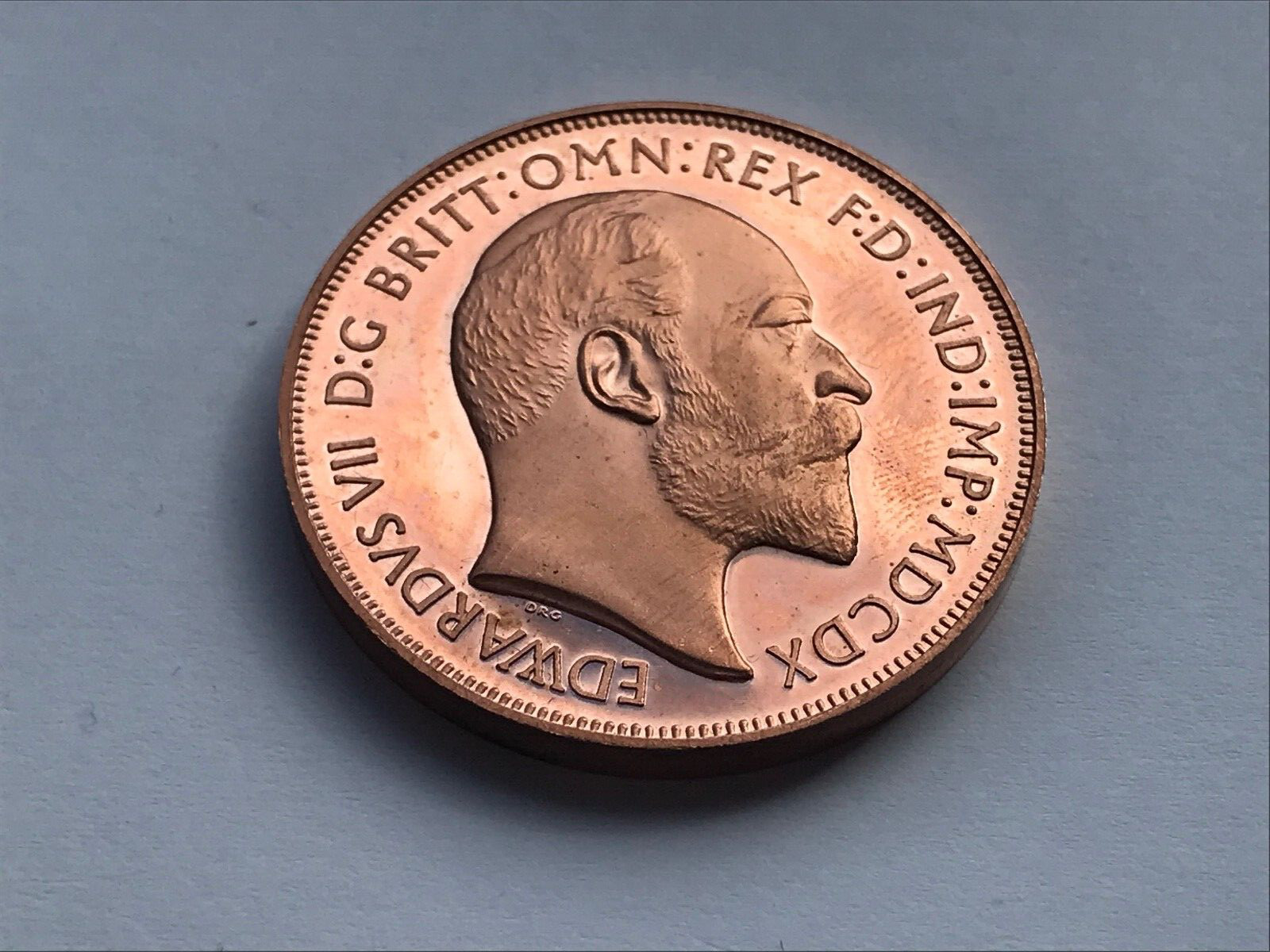 1910 EDWARD VII COPPER PROOF RETRO FANTASY PATTERN GEORGE & DRAGON