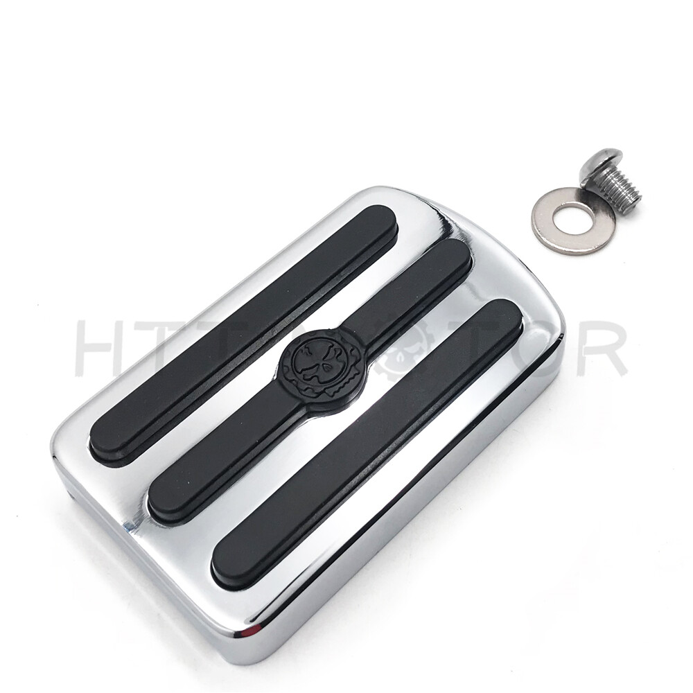Gear Skull Large Brake Pedal Pad For Harley 12-17 Dyna FLD 86-17 FL Softail Chro