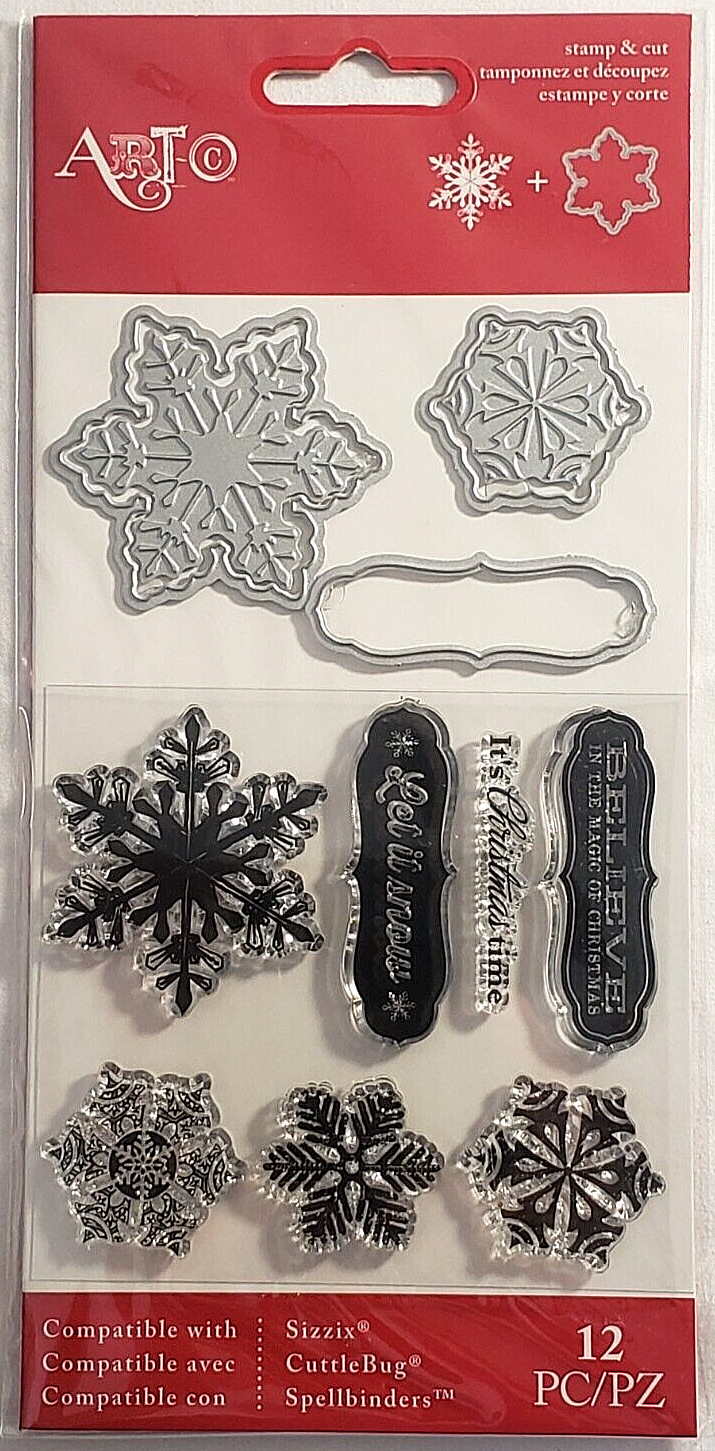 ART-C Clear Stamps & Cutting Dies - SNOWFLAKES - 12 pcs