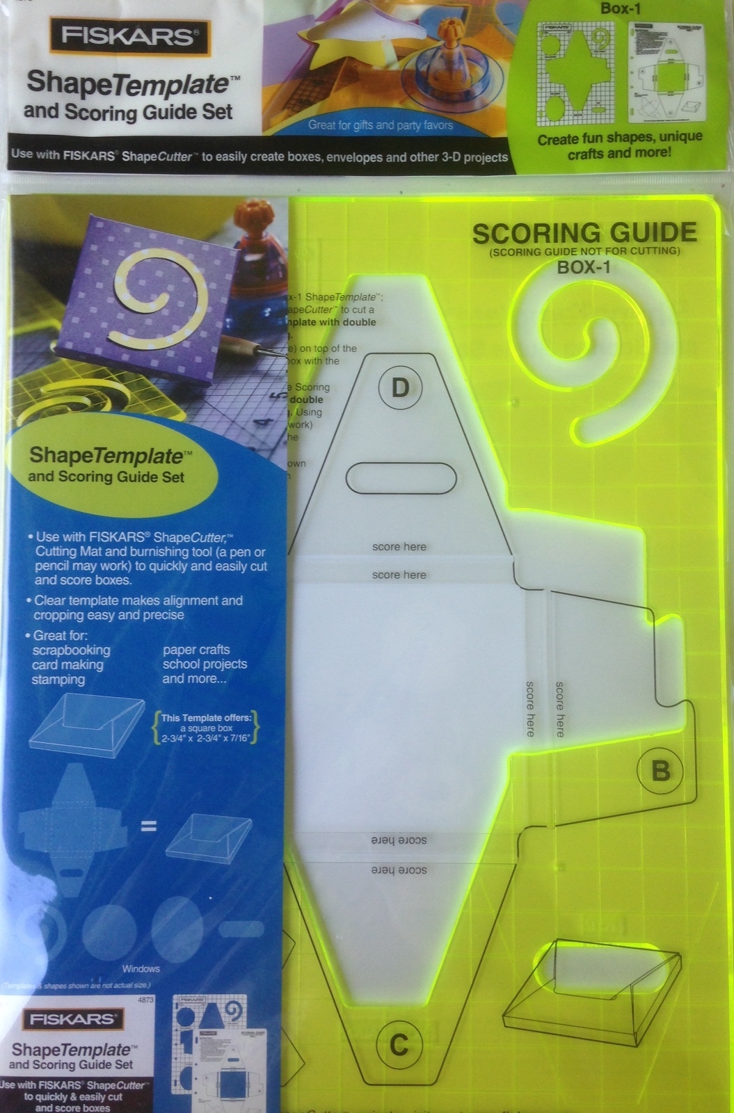 Fiskars Shape Template & Scoring Guide Set - Box 1- 4873 - NEW