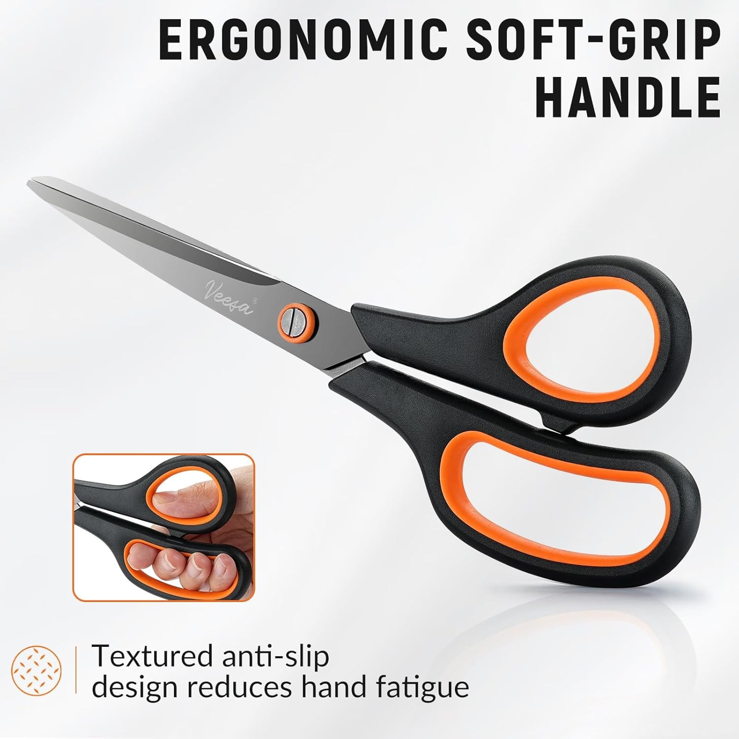 3 Pack Titanium Scissors All Purpose (5.5’’, 7.5’’, 8.5’’), Ergonomic Grip,