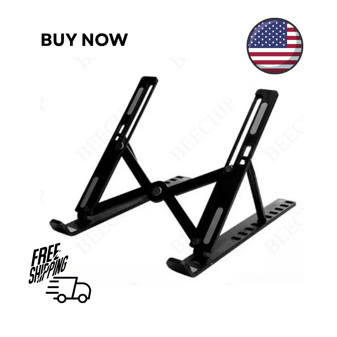Adjustable Aluminum Laptop Stand for Desk – Foldable, Portable, Ergonomic Riser