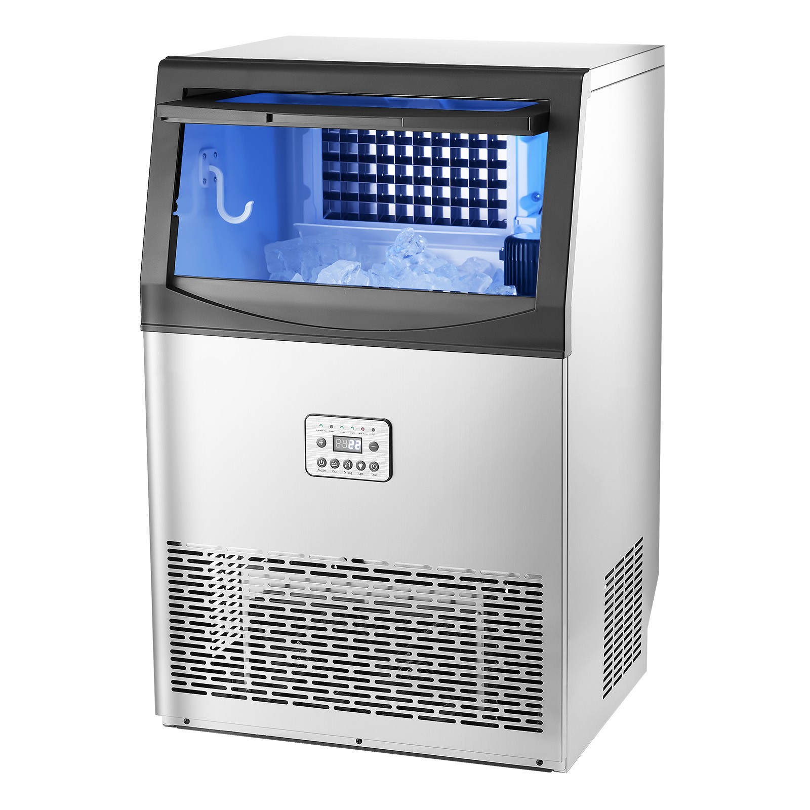 Uimoso 90lb/24H Commercial Ice Maker Freestanding Ice Cube Machine 33lb Storages