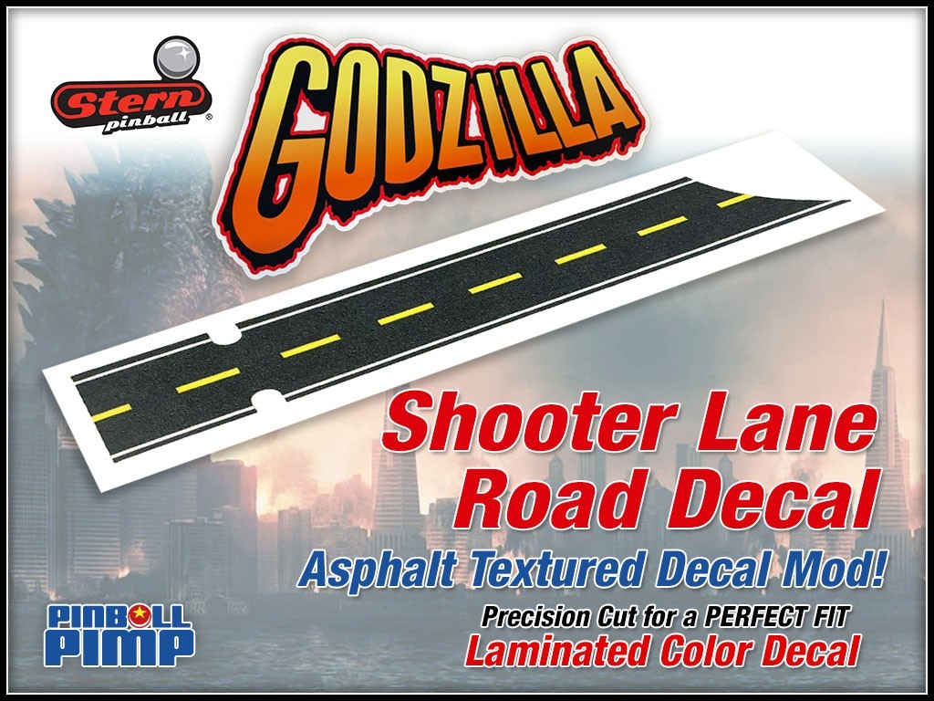 Stern GODZILLA Pinball "SHOOTER LANE ROAD" Custom Decal Mod - A MUST HAVE!