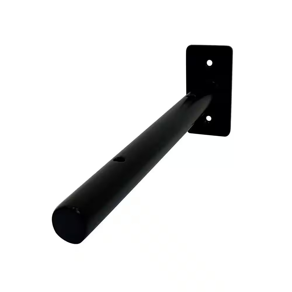 9. 25In. Matte Black Steel round Post Shelf Bracket