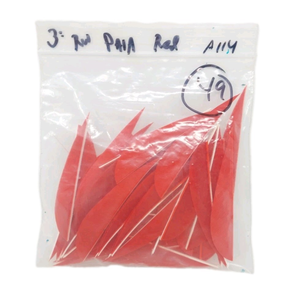 49 Count Archery Arrow Feathers 3" Right Wing Parabolic: Red