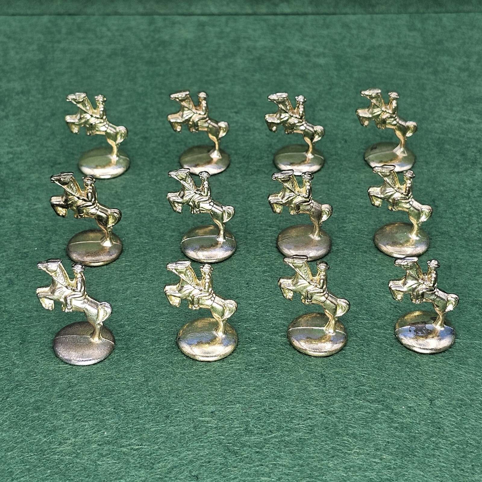 Lot of 12 Monopoly Horse and Rider Tokens Standard Basic Movers Gold Tone
