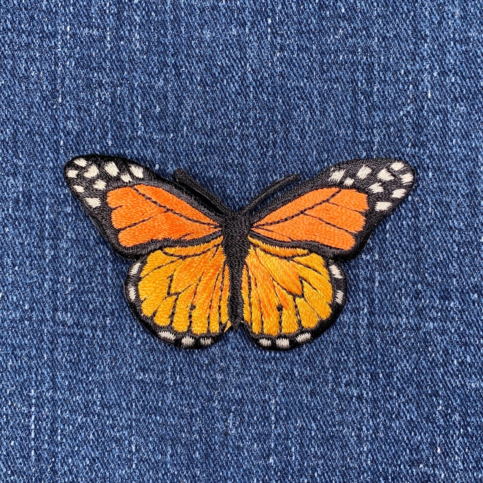 Orange Butterfly Applique Patch - Embroidered Insect Badge 2-7/8" (Iron On)