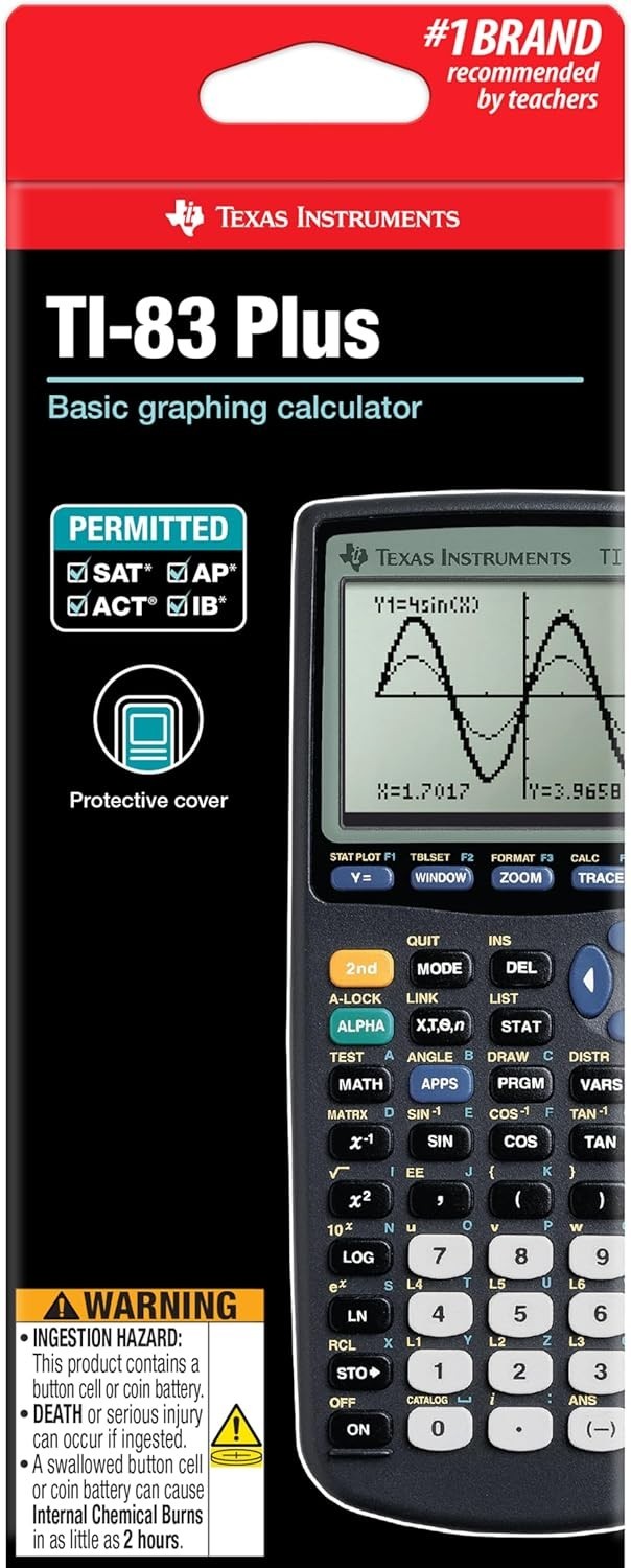 Graphing Calculator, Plastic, Standard Size, SAT PSAT ACT AP IB, Multi-Function