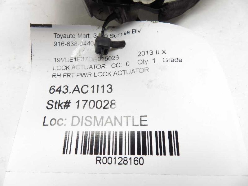 2013 ACURA ILX PASSENGER SIDE FRONT DOOR LOCK ACTUATOR ASSEMBLY