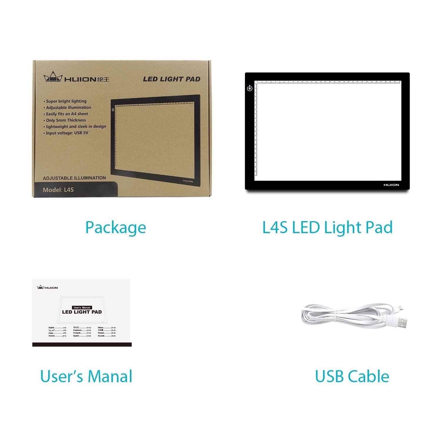 HUION L4S LED Light Box A4 Ultra-Thin USB Powered