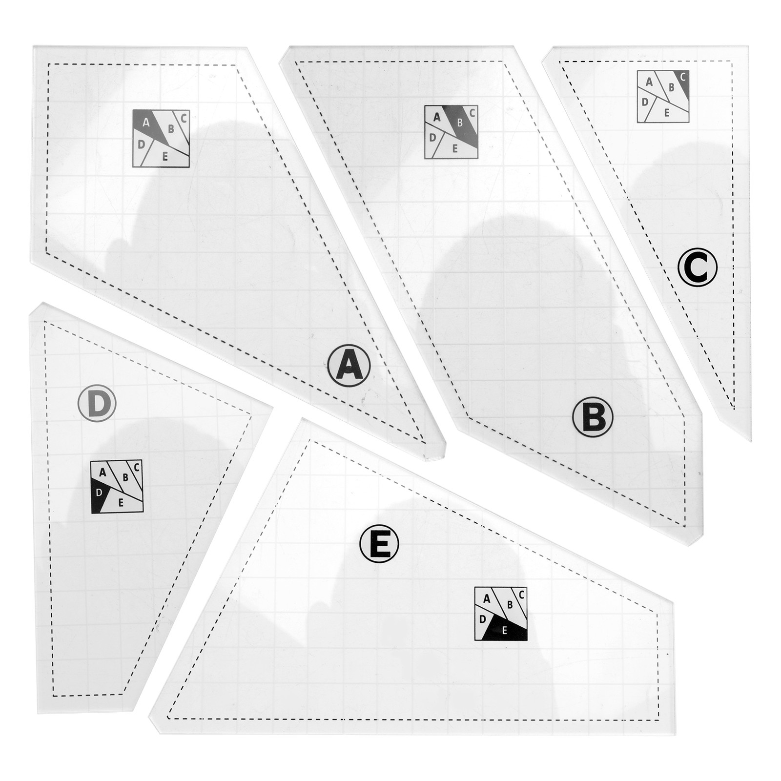 5Pcs  Quilting Cutting Template Grids Crazier Eights Template Quilt Ruler7360