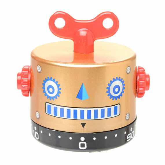 Robot Timer Retro Gold