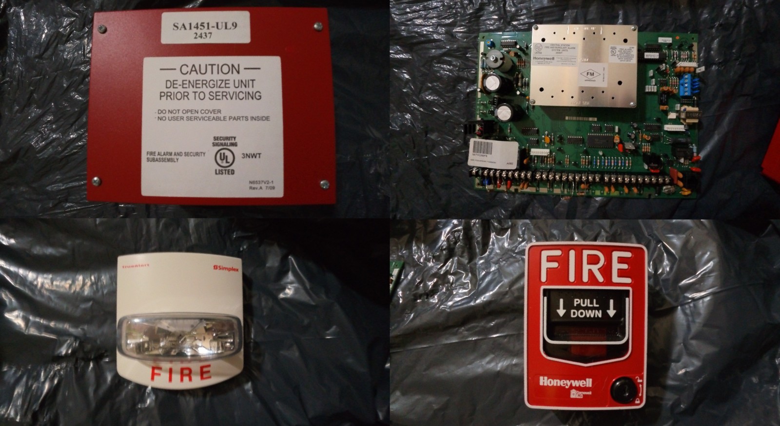 LOT OF 4, FIRE ALARM PANEL WITH POWER SUPPLY AND EXTRA HONEYWELL AND SIMPLEX