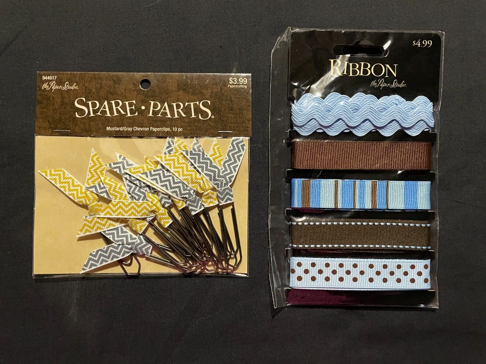 ASSORTED PAPER STUDIO EMBELLISHMENTS - PAPER CLIPS AND RIBBON