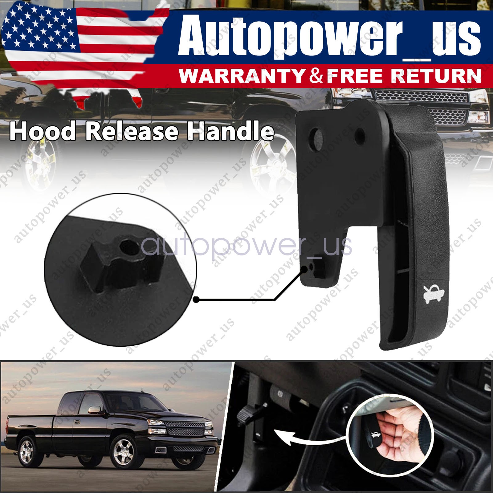 Hood Latch Release Handle For Chevy Truck GMC Silverado Tahoe Yukon 1999-2007