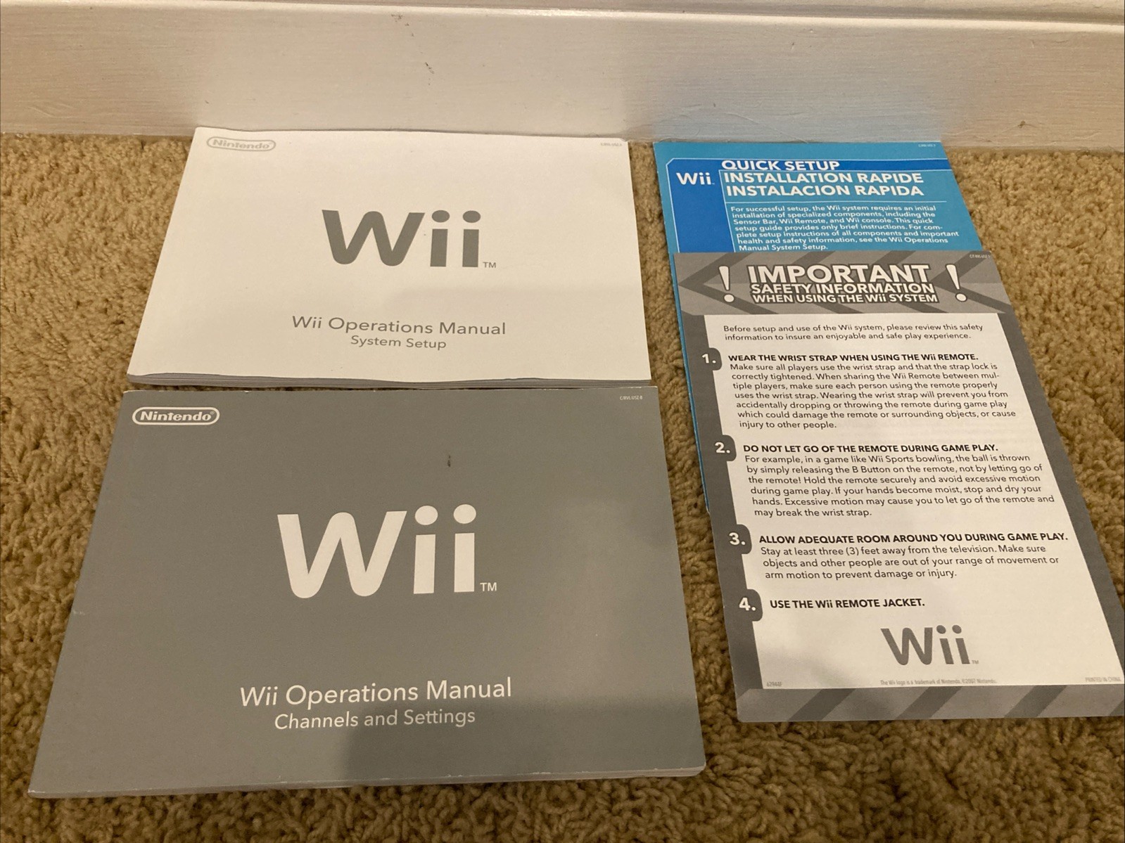Nintendo Wii Console Operations Manuals & System Set Up With Various Inserts!
