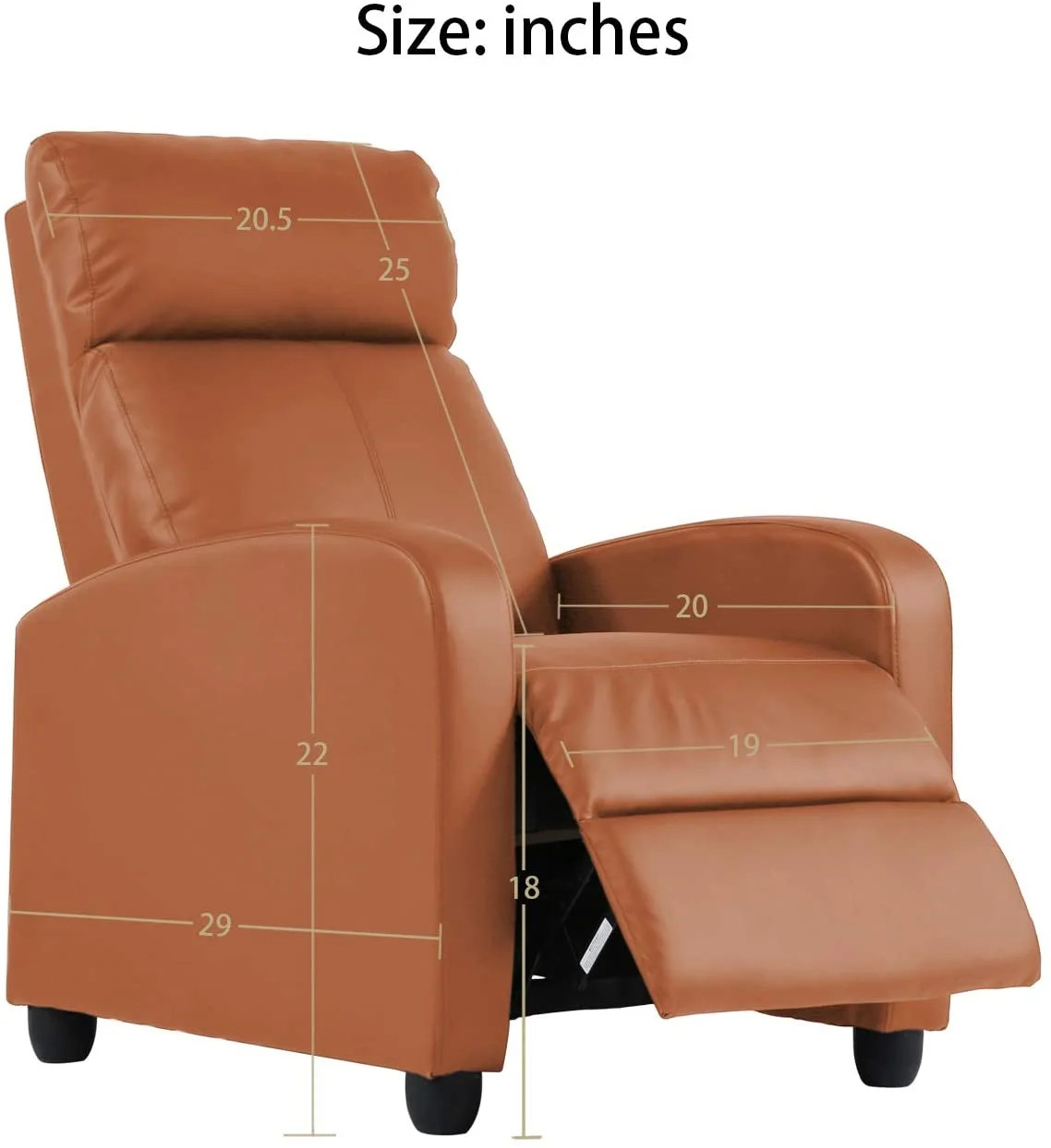 Bestoffice PU Leather Contemporary Manual Reclining Chair with Zero Gravity, Bla