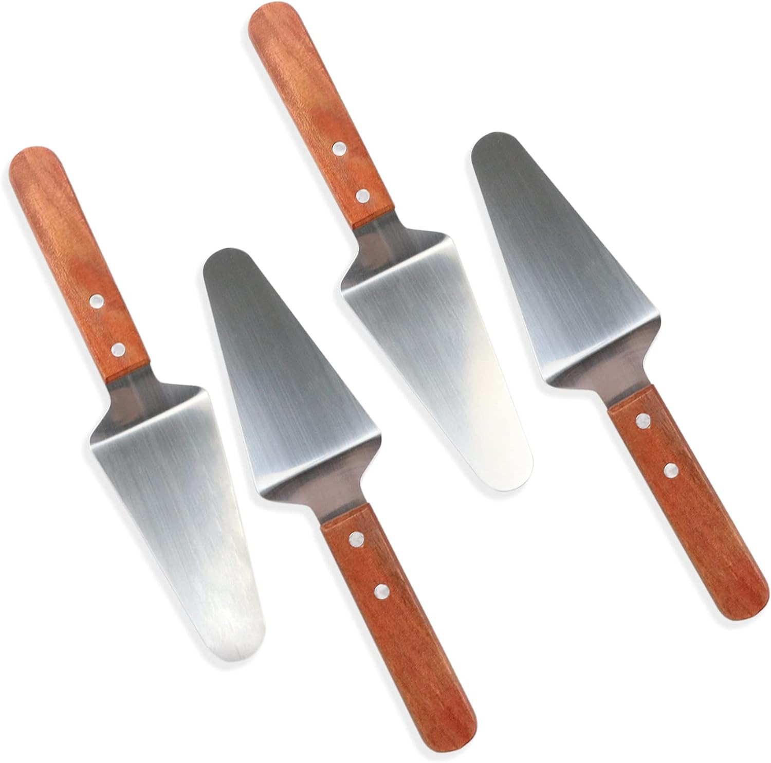 CZWESTC 4 Pcs Stainless Steel Pizza Servers with Wooden Handle Triangular Spa...