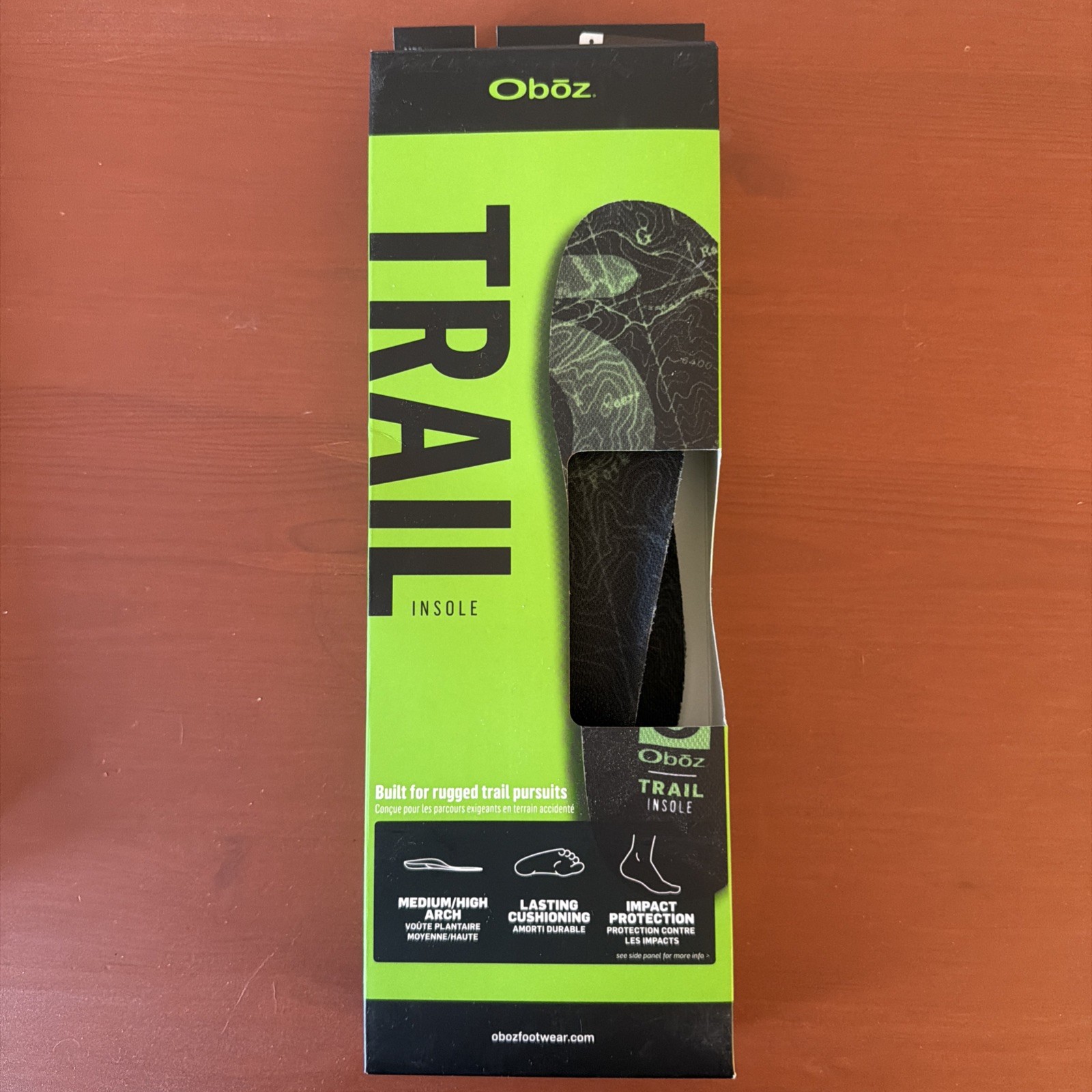 Oboz Unisex Trail Insole Green L - ACT PU Foam - Medium/High Arch Support