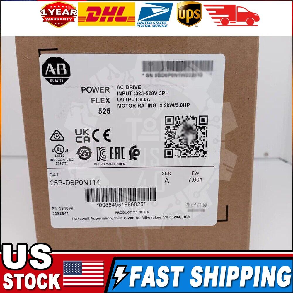 New Factory Sealed AB25B-D6P0N114 PowerFlex 525 AC Drive 25BD6P0N114 USA！