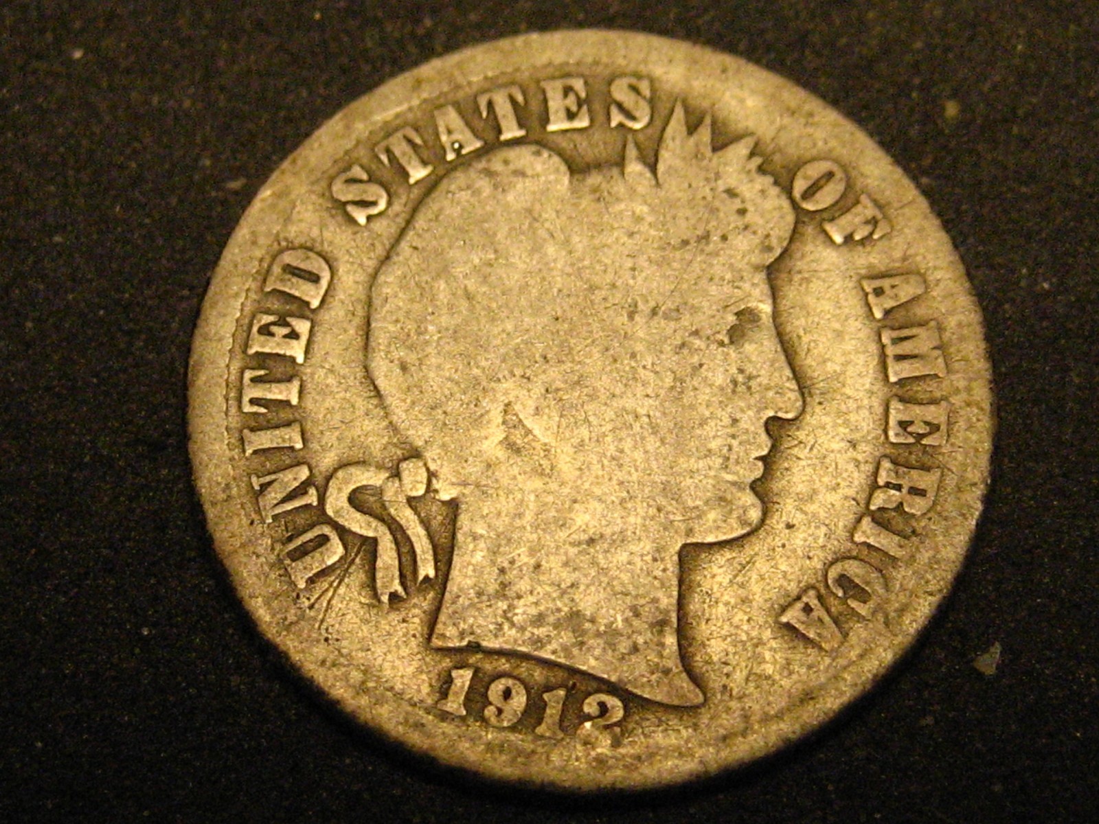 1912-S 90% Silver Barber Dime Good #4