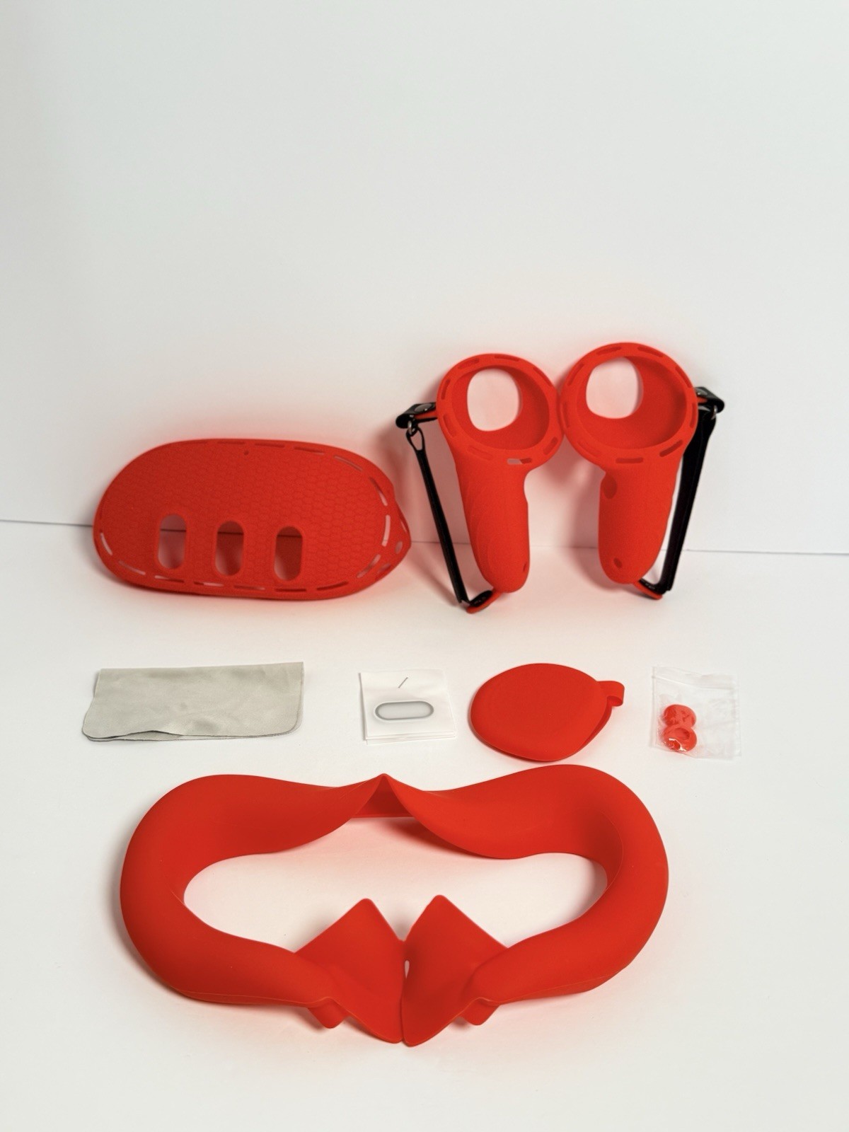 Meta Quest 3 Silicone Cover Set Red Face Cover Controller Grips Lens Cap VR