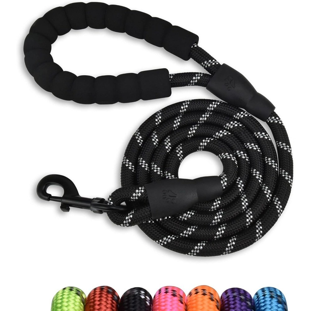 5 FT Strong Pet Dog Leash with Soft Padded Handle Highly Reflective Rope for