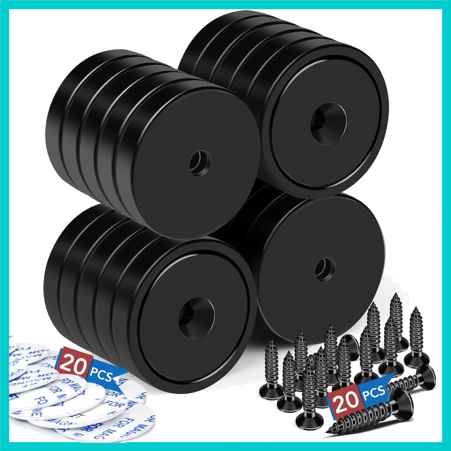 110lb Waterproof Neodymium Magnets Pack of 20 - Strong and Durable for All Uses