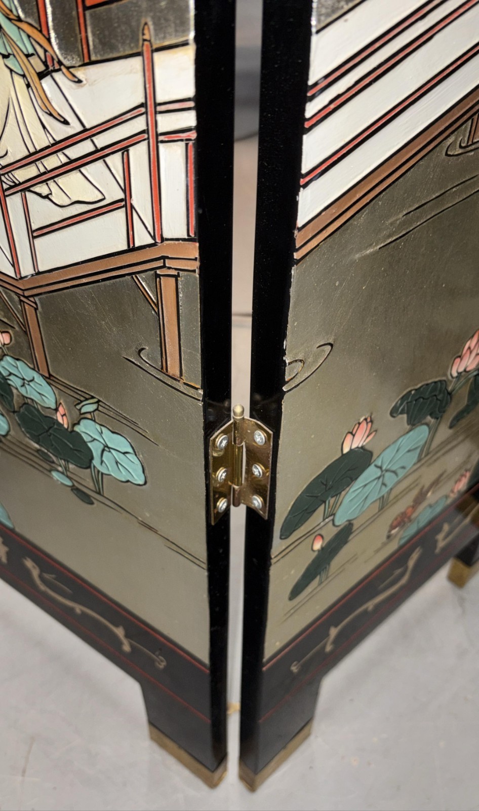 1950s Chinese Coromandel Lacquer Screen Divider Screen