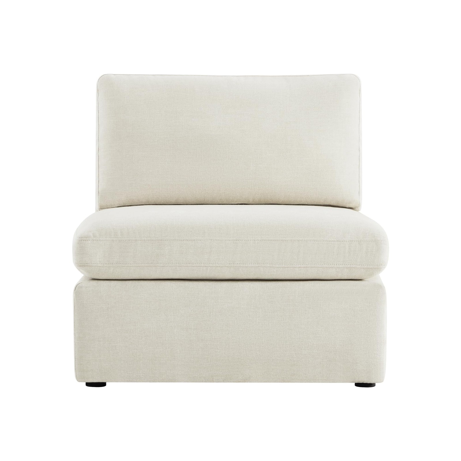 Modern Upholstered Middle Module Modular Sectional Accent Armless Chair Linen