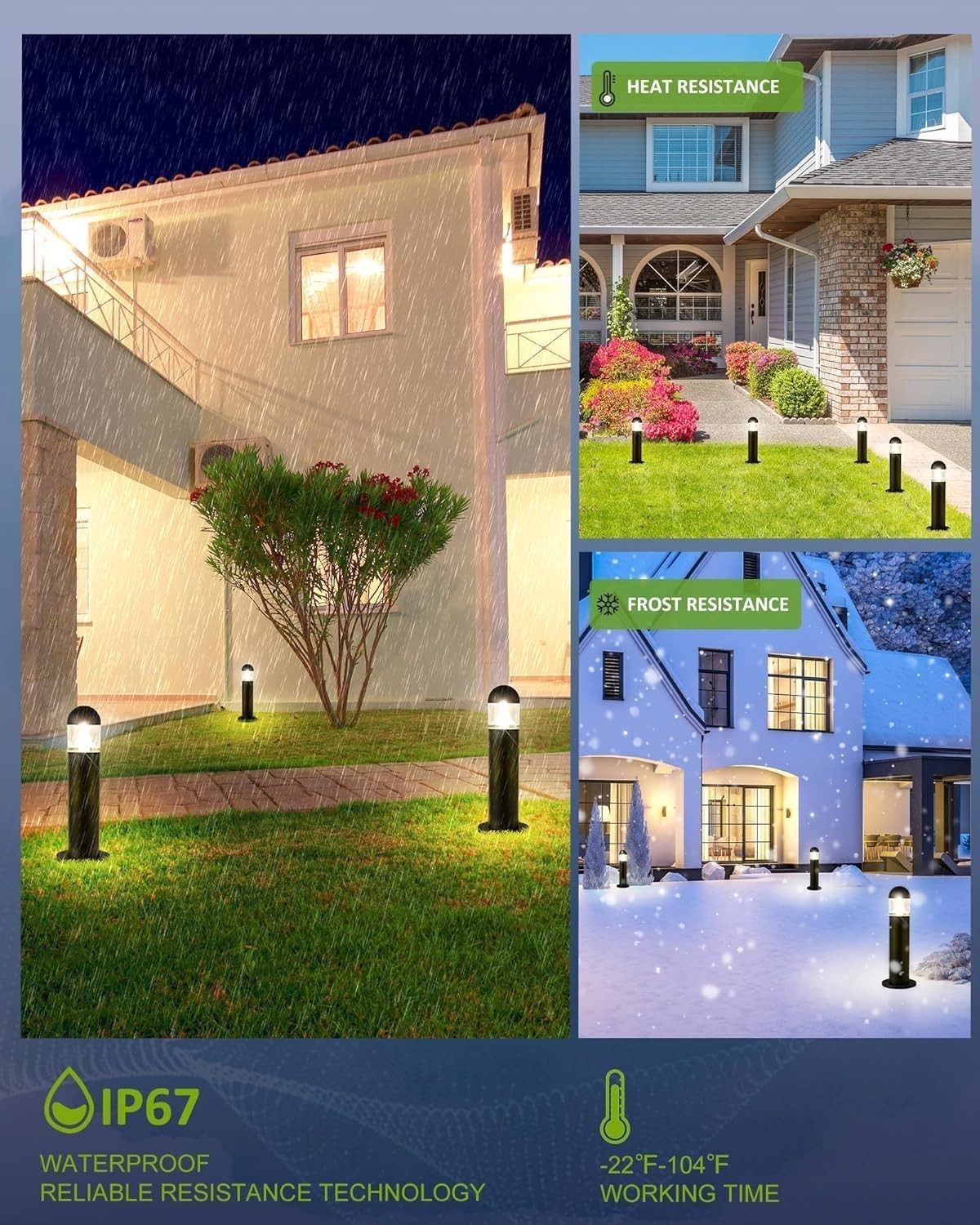 2 pack - Low Voltage Landscape Pathway Lights, 12V LED Bollard Light Waterproof