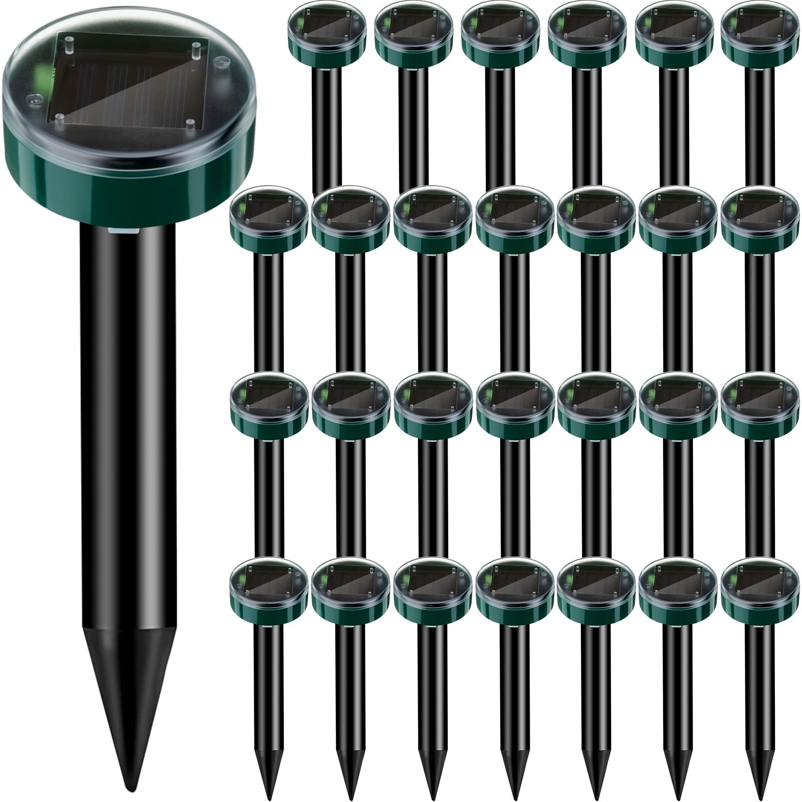 28 Pieces Solar Mole Repellent Ultrasonic Outdoor Gopher Deterrent Spikes for