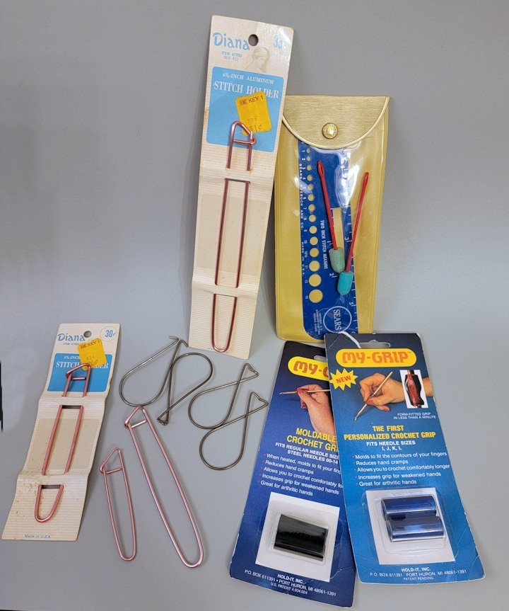 Lot of Knitting & Crochet AccessoryTools Stitch Holders, Grips, Gage & More Orig