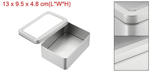 2Pcs 5.1 x 3.7 x 1.9 Inch Rectangular Storage Tins Box with Lid Window