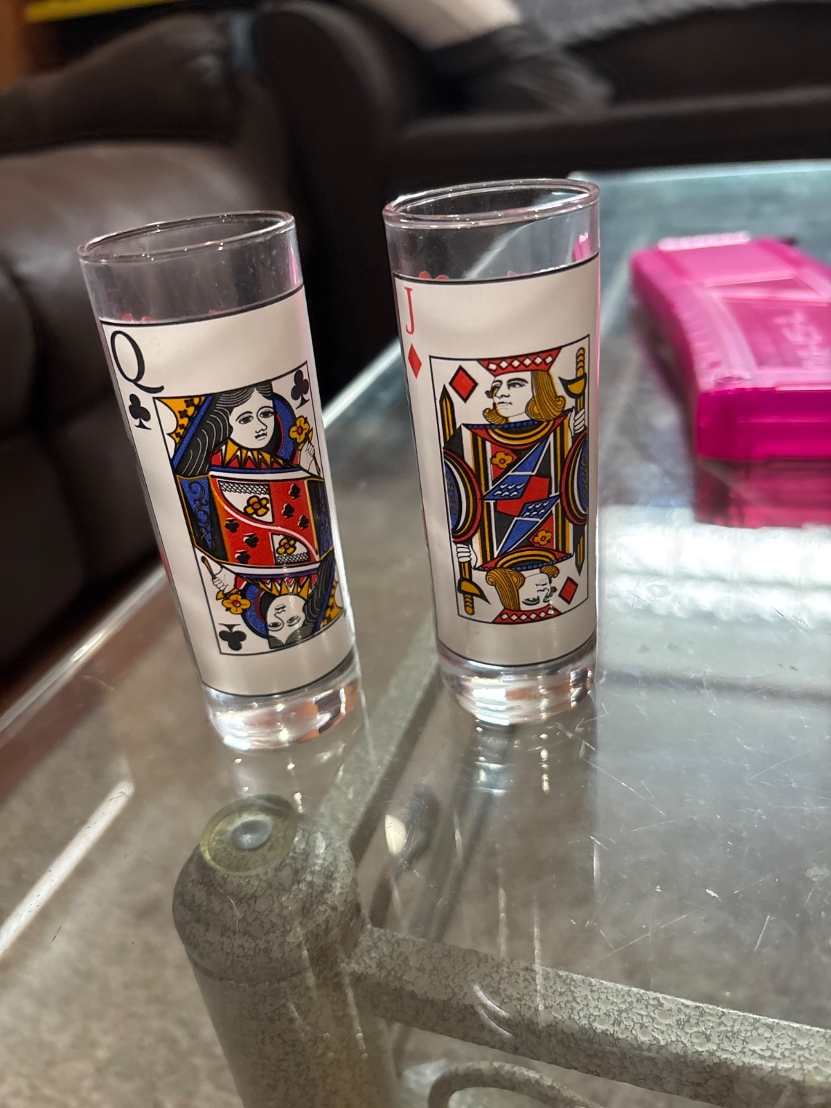 jack and queen card shot glass