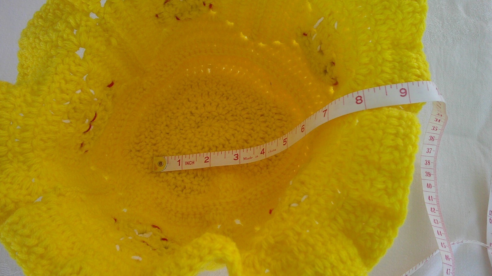 Mushroom Wide Brim Yellow Bucket Hat Crocheted Acrylic/Cotton Handcrafted New