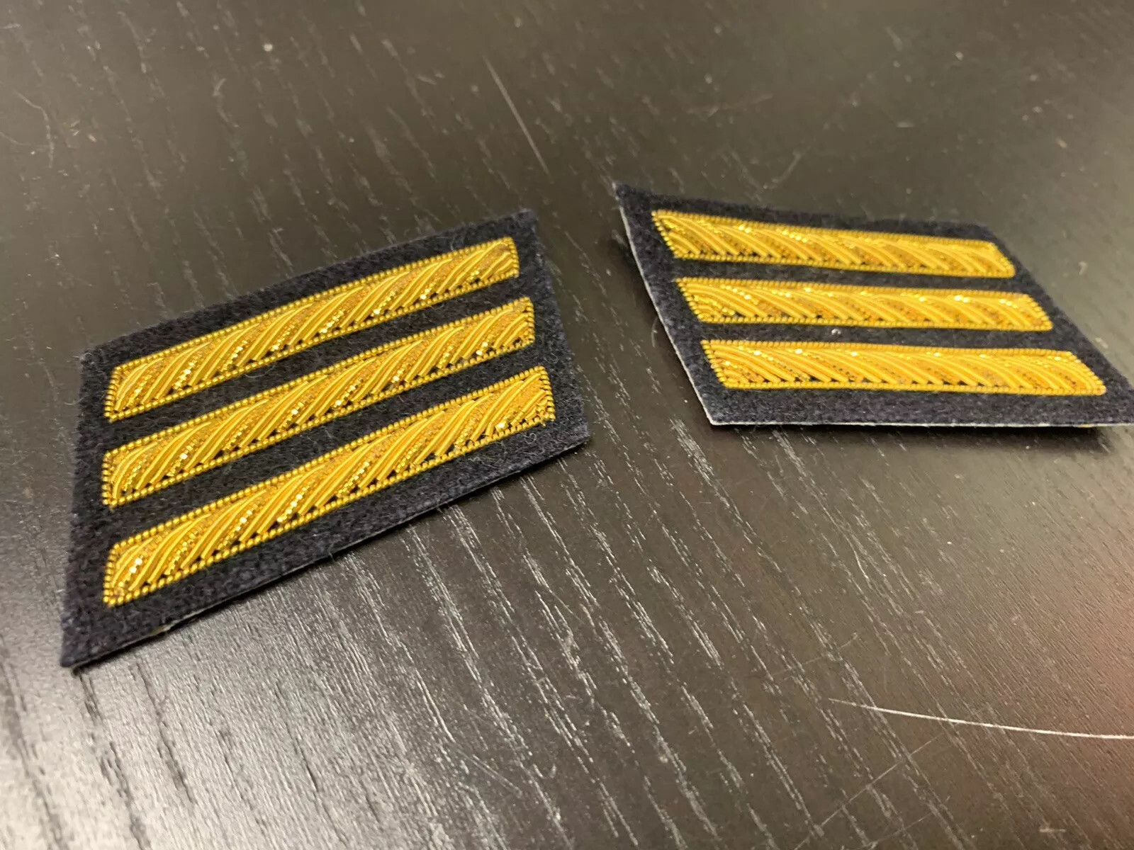 CSA Gold Embroidered Captains Bars - DARK BLUE Background Pair - NEW