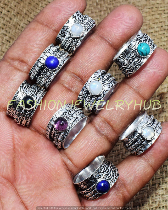 Moonstone & Mix Gemstone 25pcs Rings Lot 925 Silver Plated Jewelry FR-2541