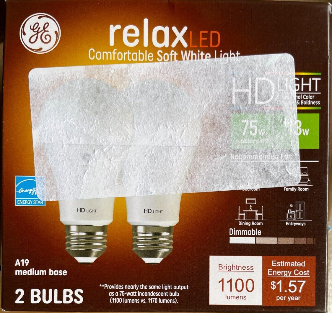LED Light Bulb Relax HD A19  (3) (2 PACKS 6 BULBS TOTAL)  Soft White