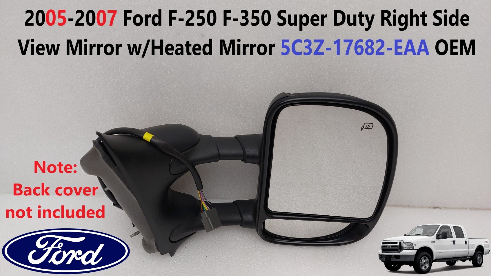 2005-2007 Ford F250 F350 Super Duty Right Side View Mirror 5C3Z-17682-EAA OEM