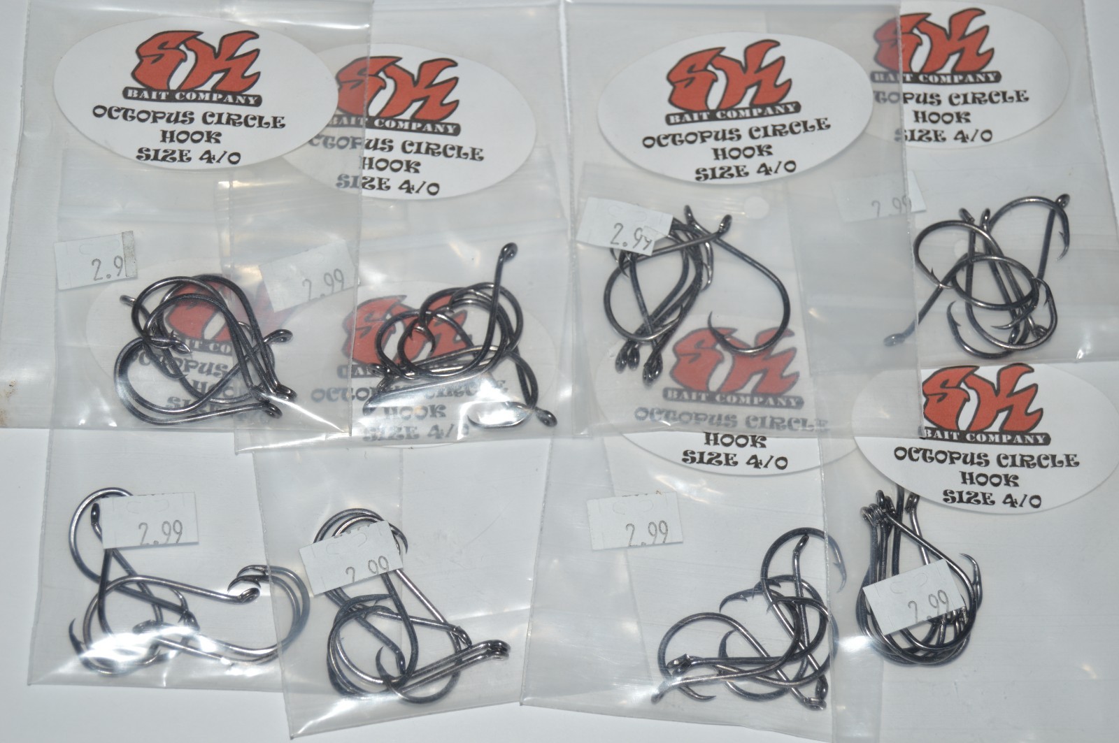 8 packs SK bait company octopus circle hook size 4/0 6 per pack black hooks