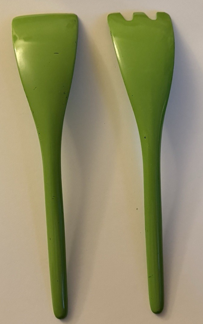 David Douglas Acca Ware MCM FORK & SPOON Salad Serving Set Avocado Green