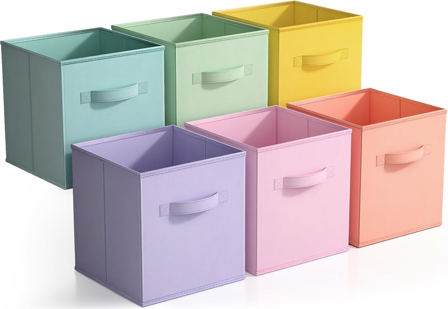 Collapsible Fabric Cube Storage Bins (10.5" x 10.5"), 6 Pack, Multicolor
