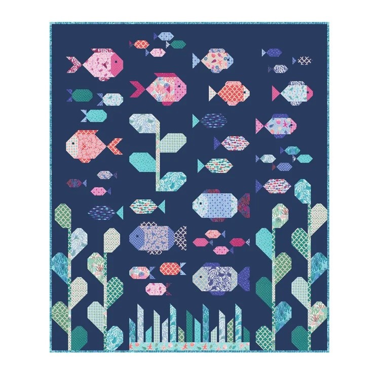 Lagoon by Kate Spain ~ Pieced Quilt Pattern with Fish & Coral Reef (KS2501)