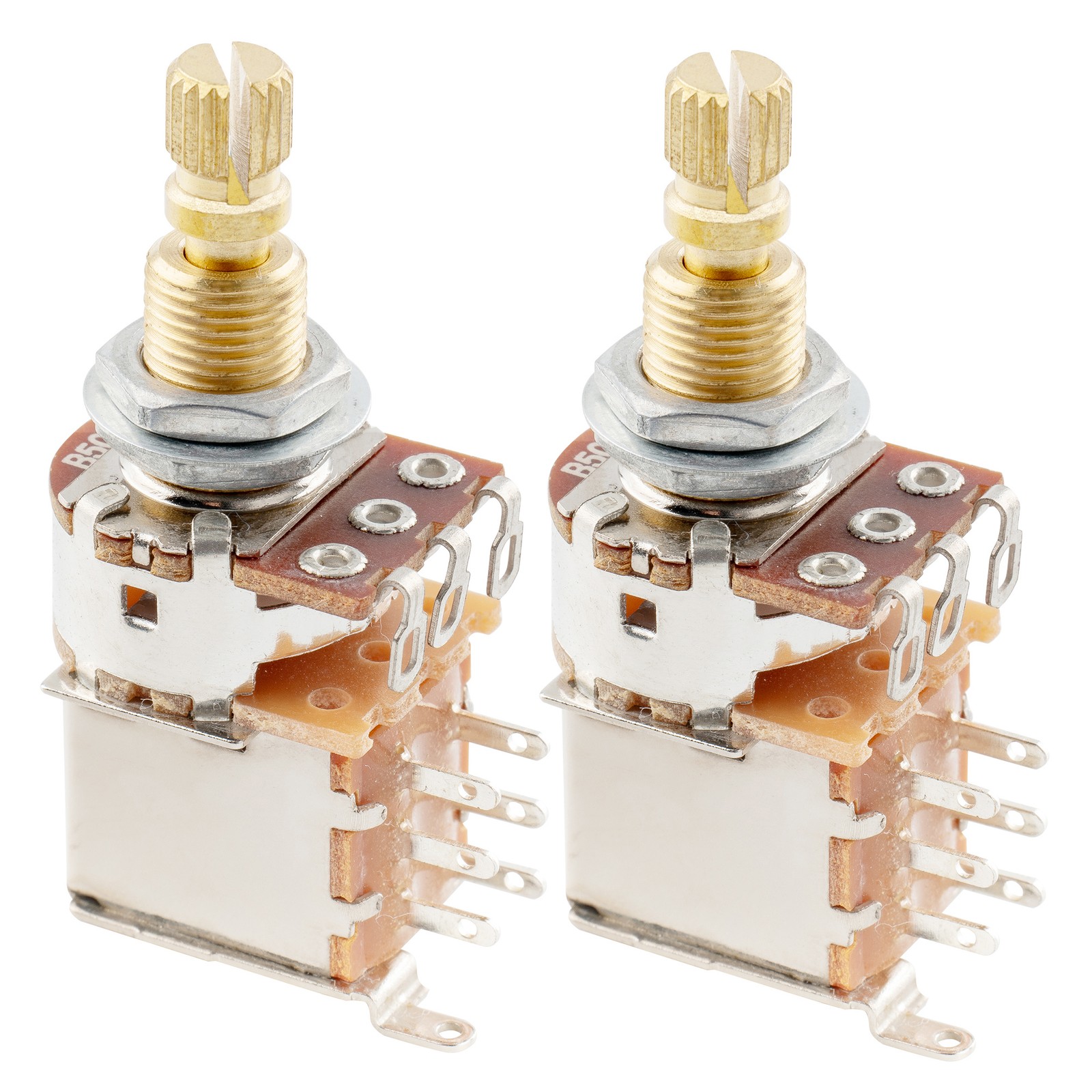 Musiclily Pro 2Pcs Brass Full Metric Push Push B500K Linear Taper Potentiometers