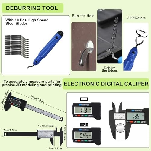 176 Pcs 3D Printing Tool Kit W/ Nozzle Cleaning Digital Caliper Deburring Set