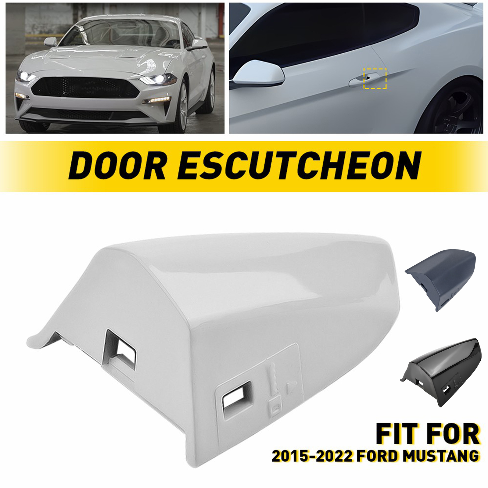 For 2015-2021 Mustang Oxford White Driver Door Handle Key Cover Cap Bezel
