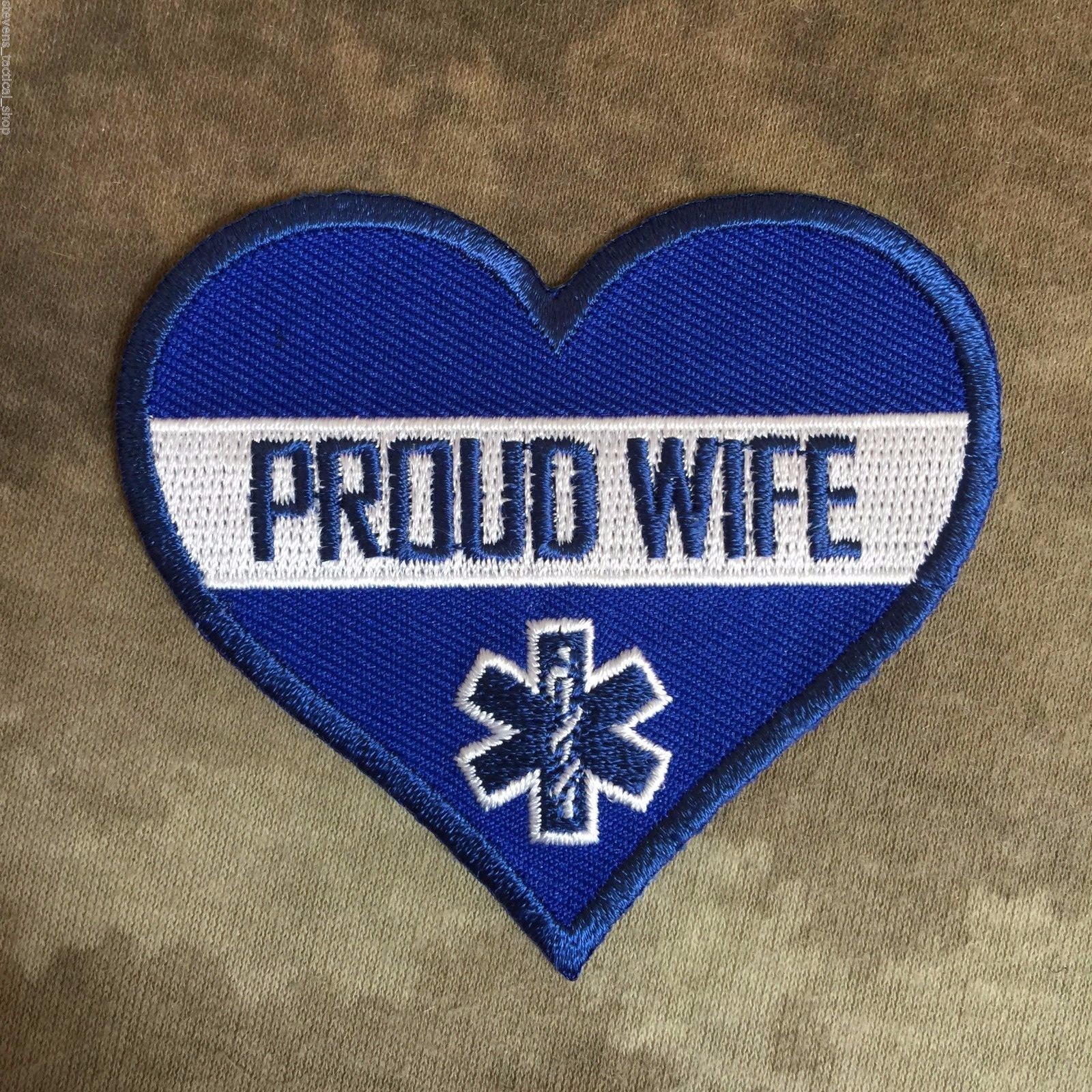 Thin White Line Proud EMS EMT Wife Heart Patch
