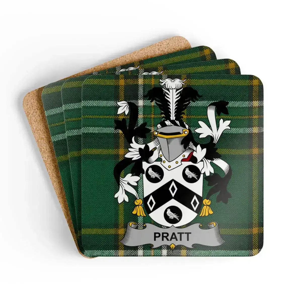 Pratt Coat Of Arms Tartan Coaster Set